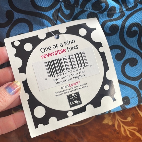 Lot of two SUN HATS reversible & adjustable striped polka dot wired DELUX floppy - Picture 4 of 8